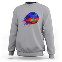 Haitian Flag Soccer Ball Splatter Graphic Sweatshirt Haiti Football Sports Fan