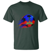 Haitian Flag Soccer Ball Splatter Graphic T Shirt Haiti Football Sports Fan