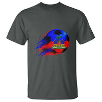Haitian Flag Soccer Ball Splatter Graphic T Shirt Haiti Football Sports Fan