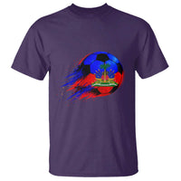 Haitian Flag Soccer Ball Splatter Graphic T Shirt Haiti Football Sports Fan