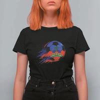 Haitian Flag Soccer Ball Splatter Graphic T Shirt For Women Haiti Football Sports Fan