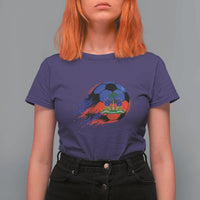 Haitian Flag Soccer Ball Splatter Graphic T Shirt For Women Haiti Football Sports Fan