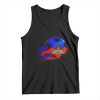 Haitian Flag Soccer Ball Splatter Graphic Tank Top Haiti Football Sports Fan