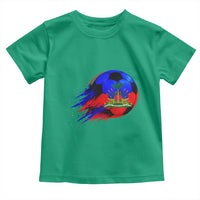 Haitian Flag Soccer Ball Splatter Graphic Toddler T Shirt Haiti Football Sports Fan