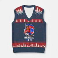 Mondyal 2026 Haiti Soccer Player Victory Celebration Graphic V-Neck Knit Sweater Vest Haitian Flag Football Sports Fan