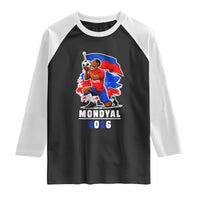 Mondyal 2026 Haiti Soccer Player Victory Celebration Graphic Raglan Shirt Haitian Flag Football Sports Fan