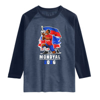 Mondyal 2026 Haiti Soccer Player Victory Celebration Graphic Raglan Shirt Haitian Flag Football Sports Fan