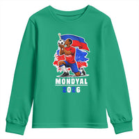 Mondyal 2026 Haiti Soccer Player Victory Celebration Graphic Youth Sweatshirt Haitian Flag Football Sports Fan