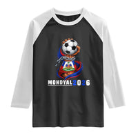 Mondyal 2026 Haiti Freedom Fist Broken Chains Soccer Graphic Raglan Shirt Haitian Flag Football Sports Fan