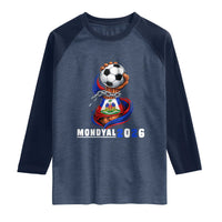 Mondyal 2026 Haiti Freedom Fist Broken Chains Soccer Graphic Raglan Shirt Haitian Flag Football Sports Fan