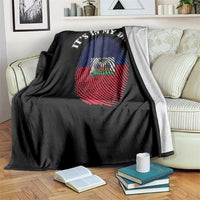 It's In My DNA Haitian Flag Fingerprint Graphic Throw Blanket Haiti Heritage Pride