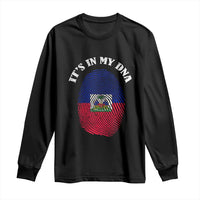 It's In My DNA Haitian Flag Fingerprint Graphic Long Sleeve Shirt Haiti Heritage Pride