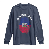 It's In My DNA Haitian Flag Fingerprint Graphic Long Sleeve Shirt Haiti Heritage Pride