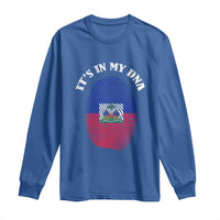 It's In My DNA Haitian Flag Fingerprint Graphic Long Sleeve Shirt Haiti Heritage Pride