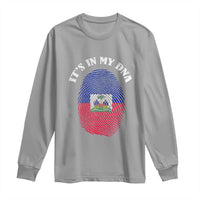 It's In My DNA Haitian Flag Fingerprint Graphic Long Sleeve Shirt Haiti Heritage Pride