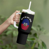 It's In My DNA Haitian Flag Fingerprint Graphic Tumbler With Handle Haiti Heritage Pride