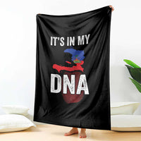 It's In My DNA Haitian Map and Fingerprint Flag Graphic Throw Blanket Haiti Heritage Pride