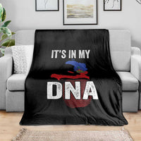 It's In My DNA Haitian Map and Fingerprint Flag Graphic Throw Blanket Haiti Heritage Pride