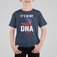 It's In My DNA Haitian Map and Fingerprint Flag Graphic T Shirt For Kid Haiti Heritage Pride