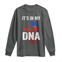 It's In My DNA Haitian Map and Fingerprint Flag Graphic Long Sleeve Shirt Haiti Heritage Pride