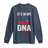 It's In My DNA Haitian Map and Fingerprint Flag Graphic Long Sleeve Shirt Haiti Heritage Pride