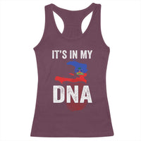 It's In My DNA Haitian Map and Fingerprint Flag Graphic Racerback Tank Top Haiti Heritage Pride