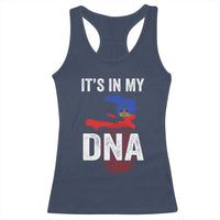 It's In My DNA Haitian Map and Fingerprint Flag Graphic Racerback Tank Top Haiti Heritage Pride