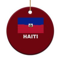 Vintage Distressed Haiti Flag Ceramic Ornament Haitian Heritage Pride