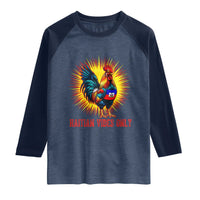 Proud Haitian Rooster Flag Raglan Shirt Majestic National Symbol Haiti Heritage Pride