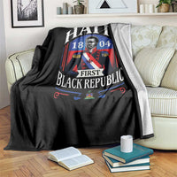 1804 First Black Republic Vintage Graphic Throw Blanket Jean Jacques Dessalines Historic