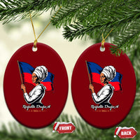 Respekte Drapo A 1804 Haitian Independence Day Ceramic Ornament Proud Haitian Woman Flag Heritage
