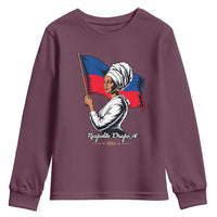 Respekte Drapo A 1804 Haitian Independence Day Youth Sweatshirt Proud Haitian Woman Flag Heritage
