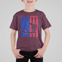 Vintage Retro Map of Haiti T Shirt For Kid Haitian Heritage Pride Travel Souvenir