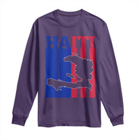 Vintage Retro Map of Haiti Long Sleeve Shirt Haitian Heritage Pride Travel Souvenir