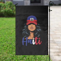 Beautiful Haitian Girl in Flag Baseball Cap Garden Flag Haiti Heritage Pride