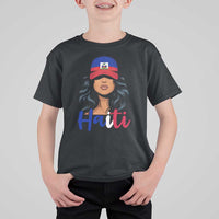 Beautiful Haitian Girl in Flag Baseball Cap T Shirt For Kid Haiti Heritage Pride