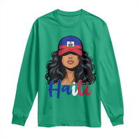 Beautiful Haitian Girl in Flag Baseball Cap Long Sleeve Shirt Haiti Heritage Pride