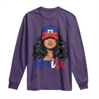 Beautiful Haitian Girl in Flag Baseball Cap Long Sleeve Shirt Haiti Heritage Pride