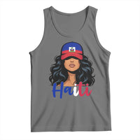 Beautiful Haitian Girl in Flag Baseball Cap Tank Top Haiti Heritage Pride