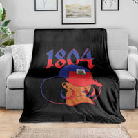 Haiti 1804 Curly Afro Queen Hoop Earrings Style Graphic Throw Blanket Haitian Heritage Pride