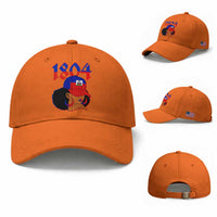 Haiti 1804 Curly Afro Queen Hoop Earrings Style Graphic Baseball Cap Haitian Heritage Pride