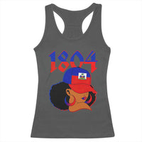 Haiti 1804 Curly Afro Queen Hoop Earrings Style Graphic Racerback Tank Top Haitian Heritage Pride