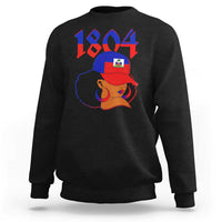 Haiti 1804 Curly Afro Queen Hoop Earrings Style Graphic Sweatshirt Haitian Heritage Pride