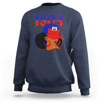 Haiti 1804 Curly Afro Queen Hoop Earrings Style Graphic Sweatshirt Haitian Heritage Pride