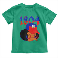 Haiti 1804 Curly Afro Queen Hoop Earrings Style Graphic Toddler T Shirt Haitian Heritage Pride