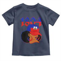 Haiti 1804 Curly Afro Queen Hoop Earrings Style Graphic Toddler T Shirt Haitian Heritage Pride
