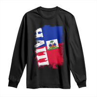 Haiti Flag Distressed Flag Graphic Long Sleeve Shirt Haitian Heritage Pride