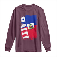 Haiti Flag Distressed Flag Graphic Long Sleeve Shirt Haitian Heritage Pride