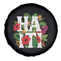 Haiti Tropical Floral Hibiscus Palm Leaves Island Graphic Spare Tire Cover Haitian Heritage Pride