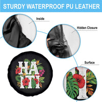 Haiti Tropical Floral Hibiscus Palm Leaves Island Graphic Spare Tire Cover Haitian Heritage Pride